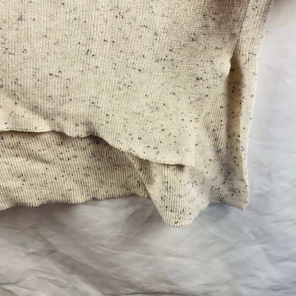 Eileen Fisher Ribbed Cream Speckled Cotton Crew Neck Tunic Sweater Large - Picture 5 of 8